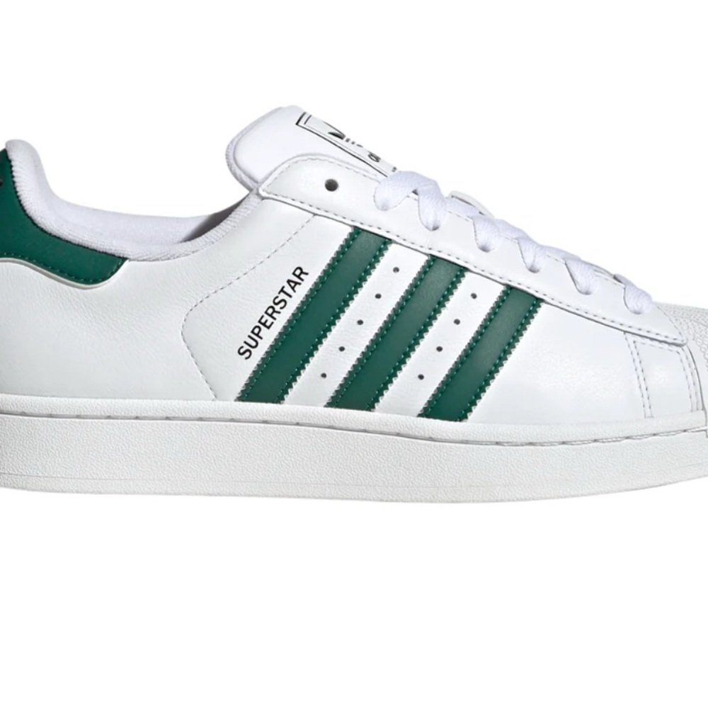 adidas Superstar White and Green Sneakers